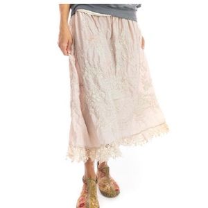 Magnolia Pearl Neena Skirt cotton with embroidery and distressing, NWTNW OSFM